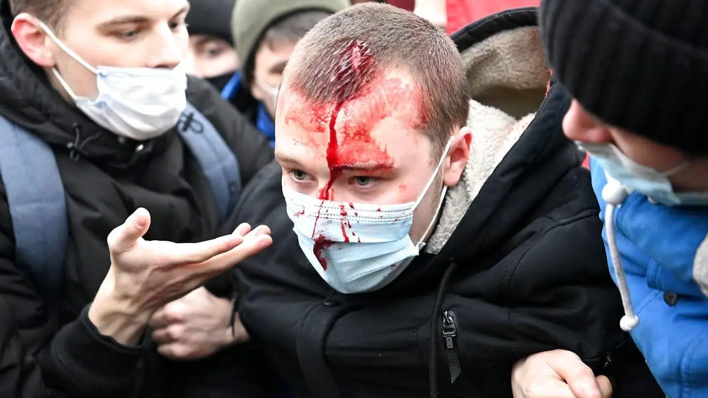 Protester i hele Rusland mod fængsling af Navalnyj. Billedet her er fra Moskva, hvor over 10.000 er på gaden.