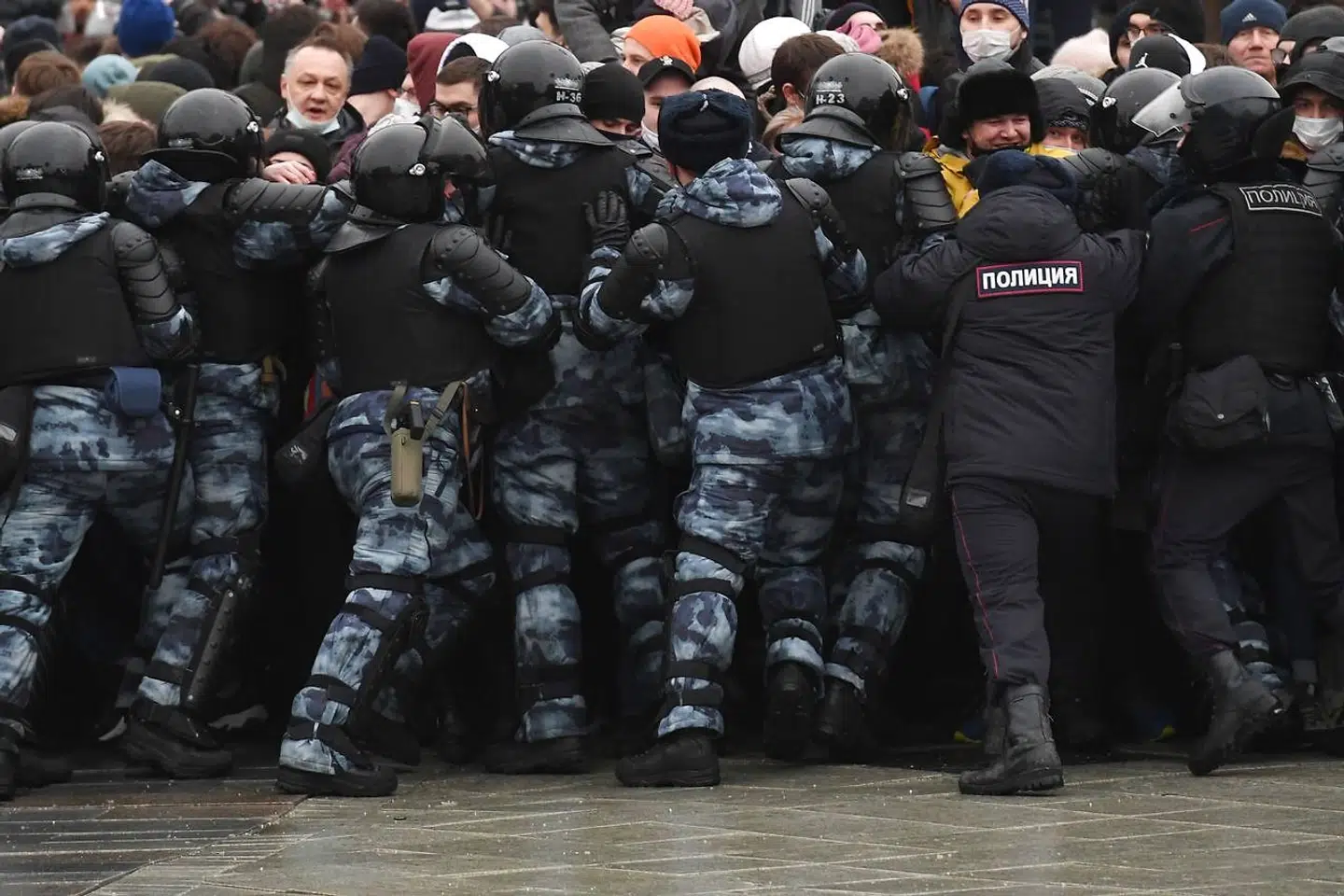En af de mange voldsomme scener fra Moskva.