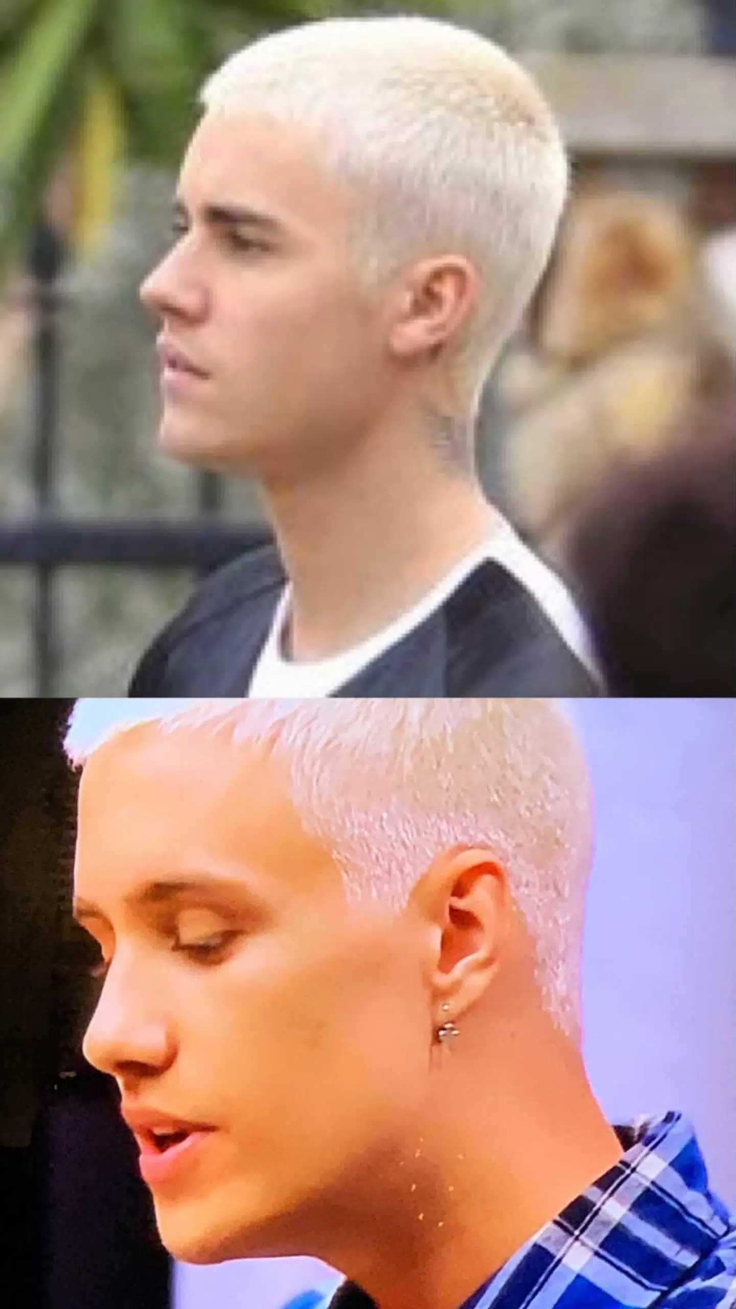 Dette billede af sangeren Justin Bieber øverst og Magnus Rasch nederst blev delt af Anders Hemmingsen.