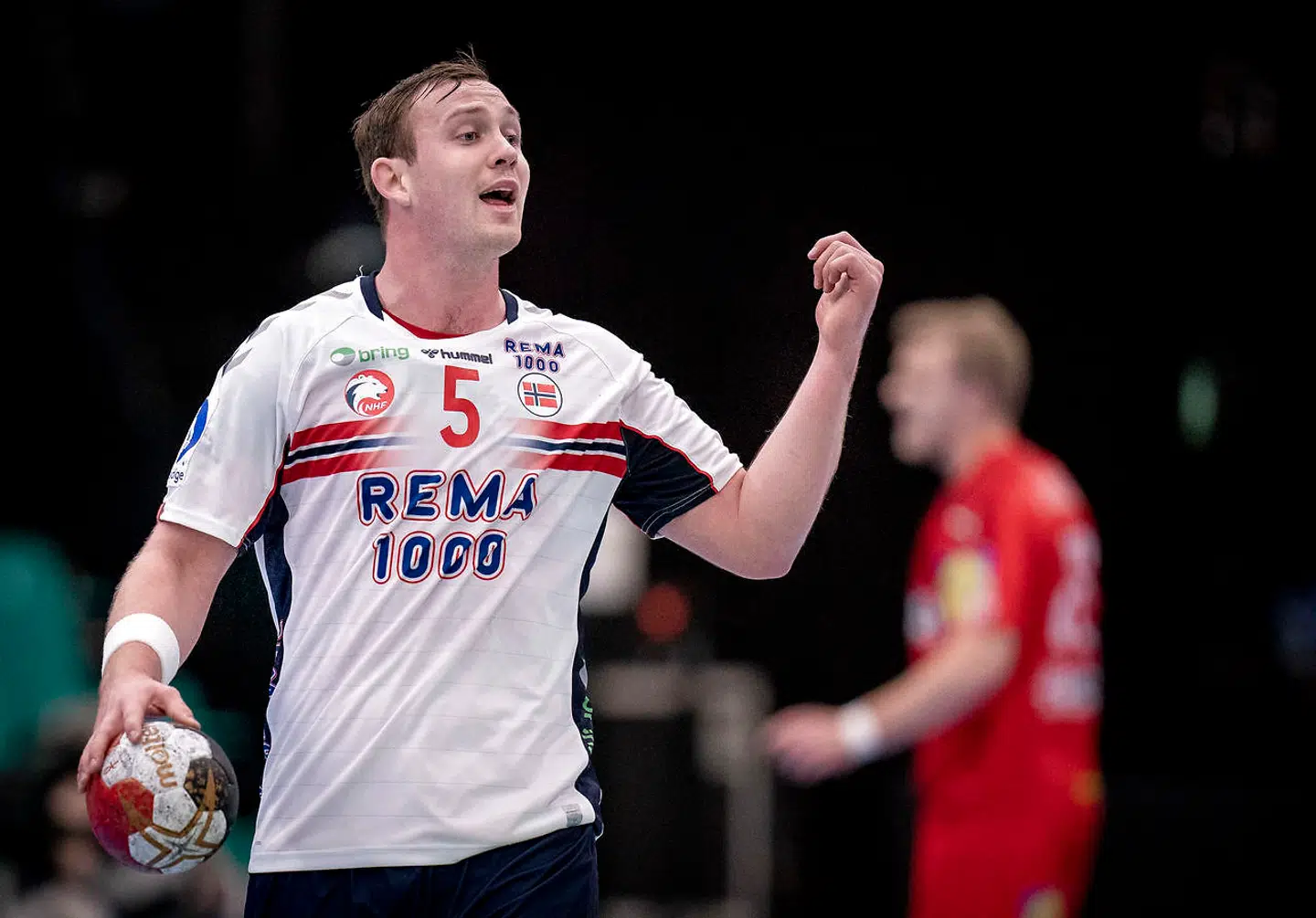 Norges Sander Sagosen under testkampen mellom Danmark-Norge i Sydbank Arena i Kolding, torsdag den 7. januar 2021.