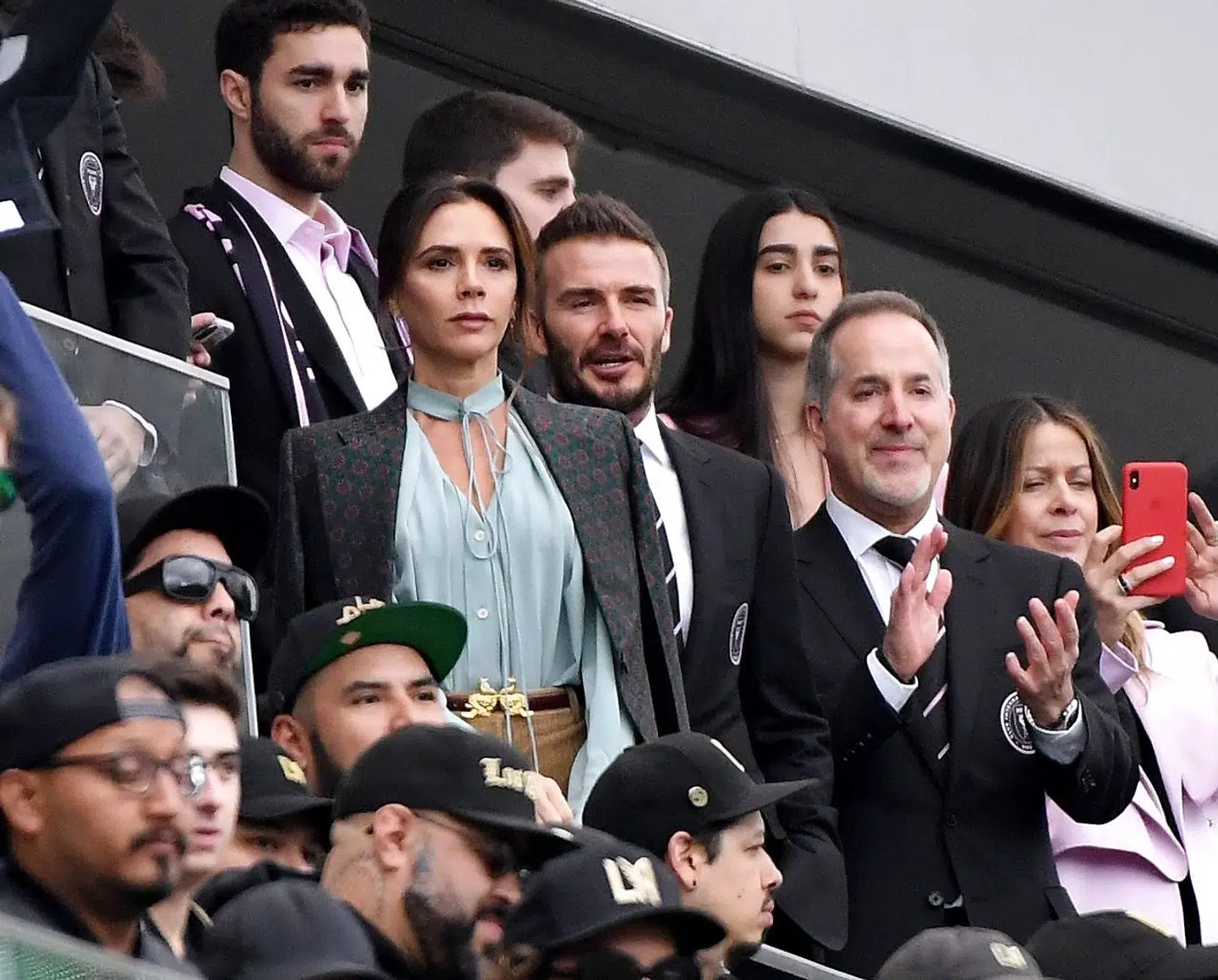 David og Victoria Beckham før hans fodboldklub Inter Miami CF mødte Los Angeles FC i Californien i marts 2020. Foto: Harry How/Getty Images/AFP