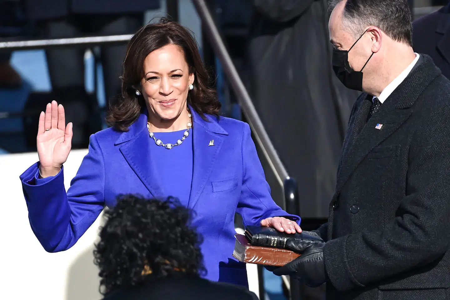 Vicepræsident Kamala Harris ved indsættelsen.