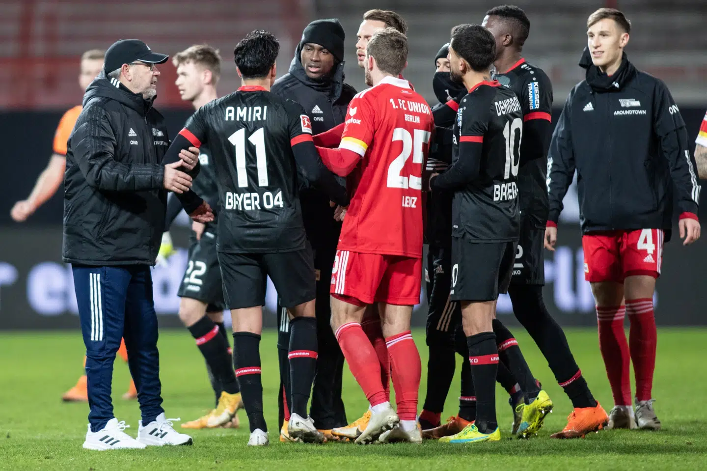 Bundesligakampen mellem Union Berlin og Bayer Leverkusen fik en dramatisk afslutning. Andreas Gora/Ritzau Scanpix