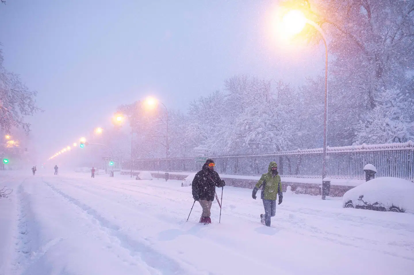 Statens meteorologiske institut oplyser, at der faldt op mod 20-30 centimeter sne i Madrid lørdag. Det er det kraftigste snefald i området siden 1971. Benjamin Cremel/Ritzau Scanpix