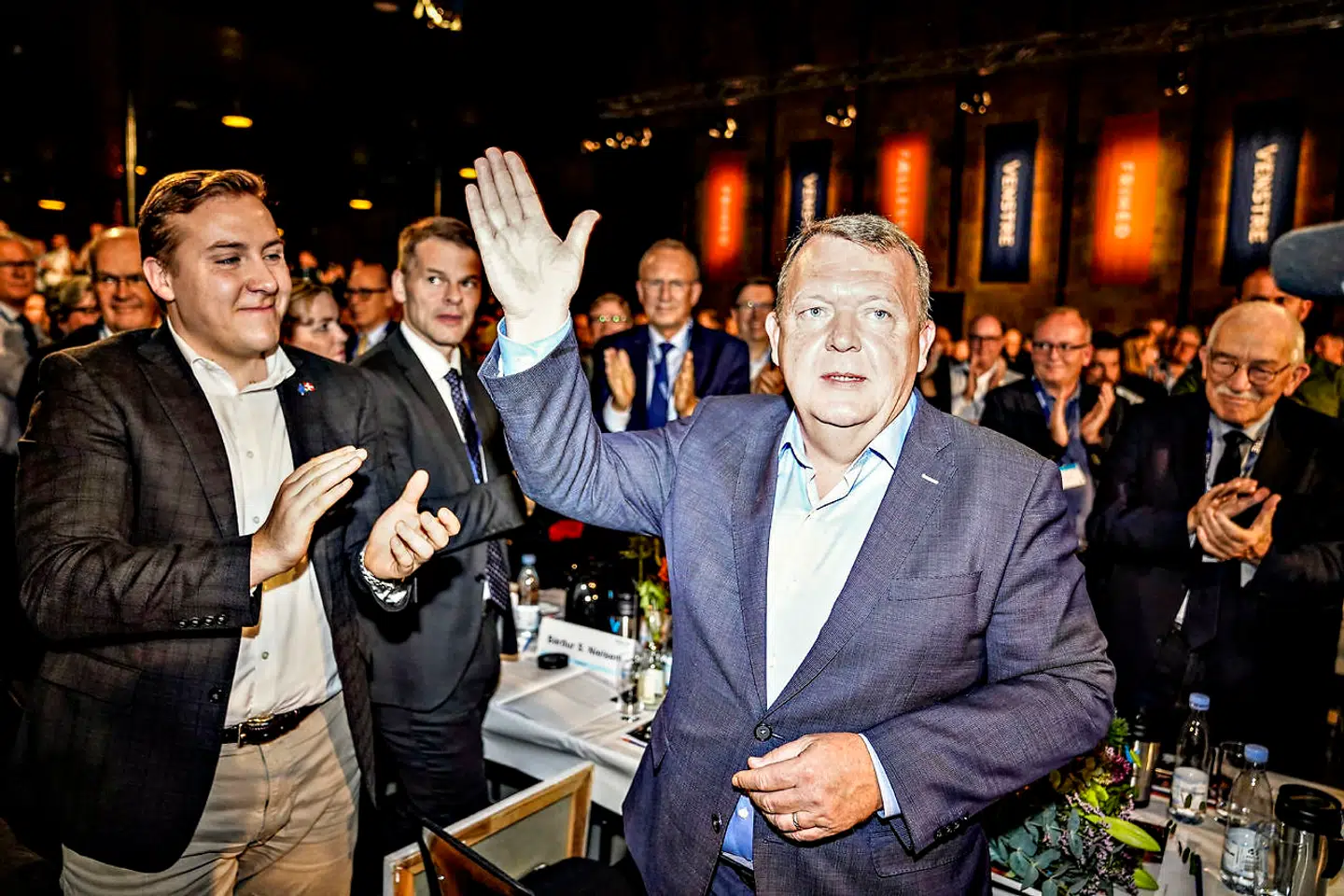 Tidligere formand Lars Løkke Rasmussen er rørt da han hyldes ved Venstres landsmøde i Herning Kongrescenter, lørdag den 16. november 2019.. (Foto: Henning Bagger/Ritzau Scanpix)