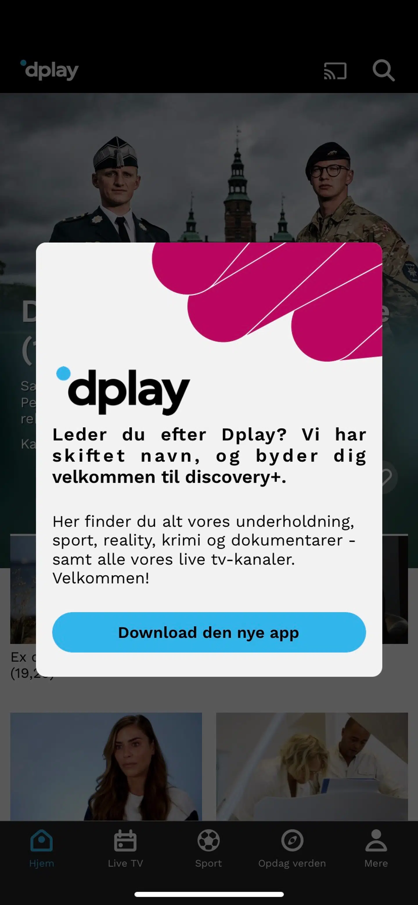 Man bliver i dag mødt af dette syn, hvis man går ind på Dplay.