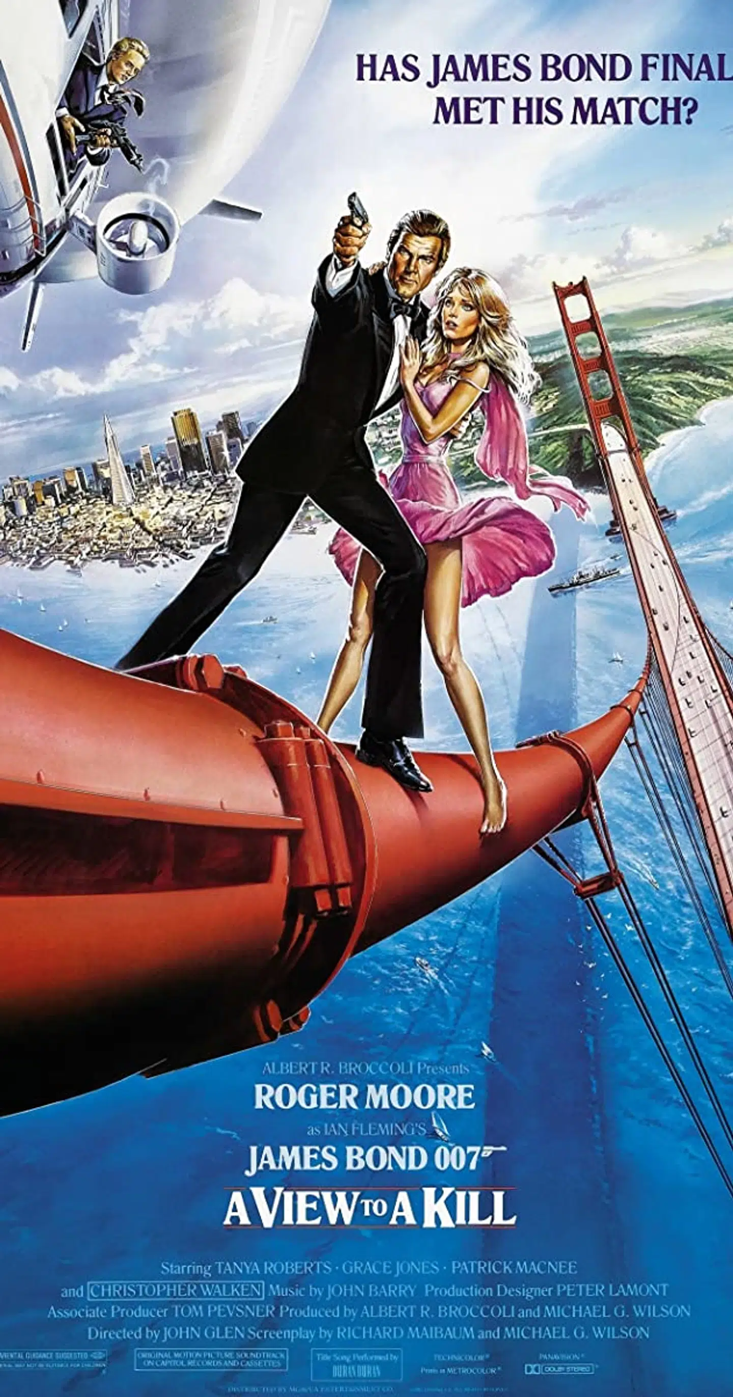 Filmplakaten fra James Bond-filmen 'A View to a Kill', hvor Tanya Roberts spillede Stacy Sutton.
