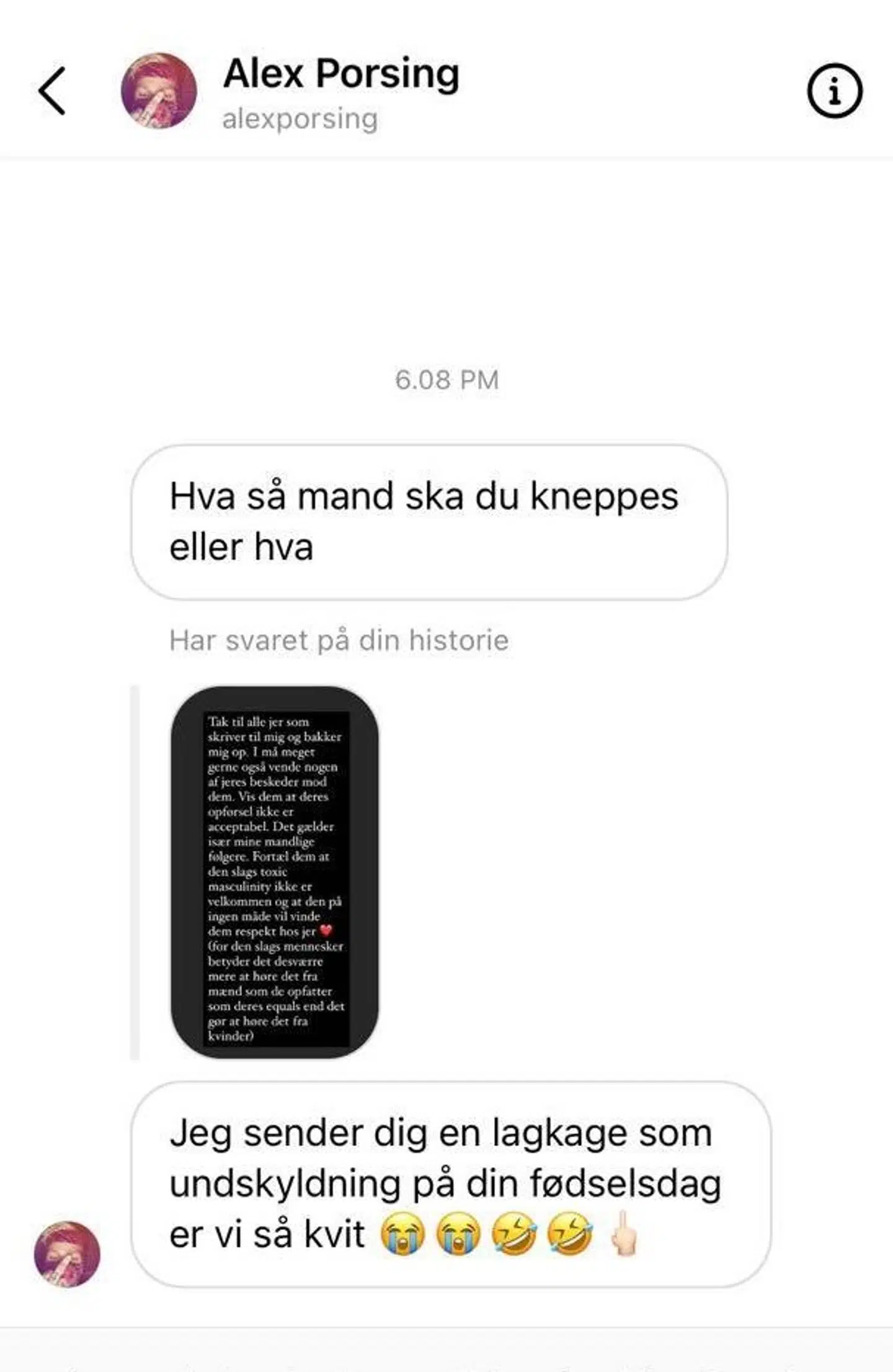 Beskeder sendt fra Alex Porsing til Nikita Klæstrup