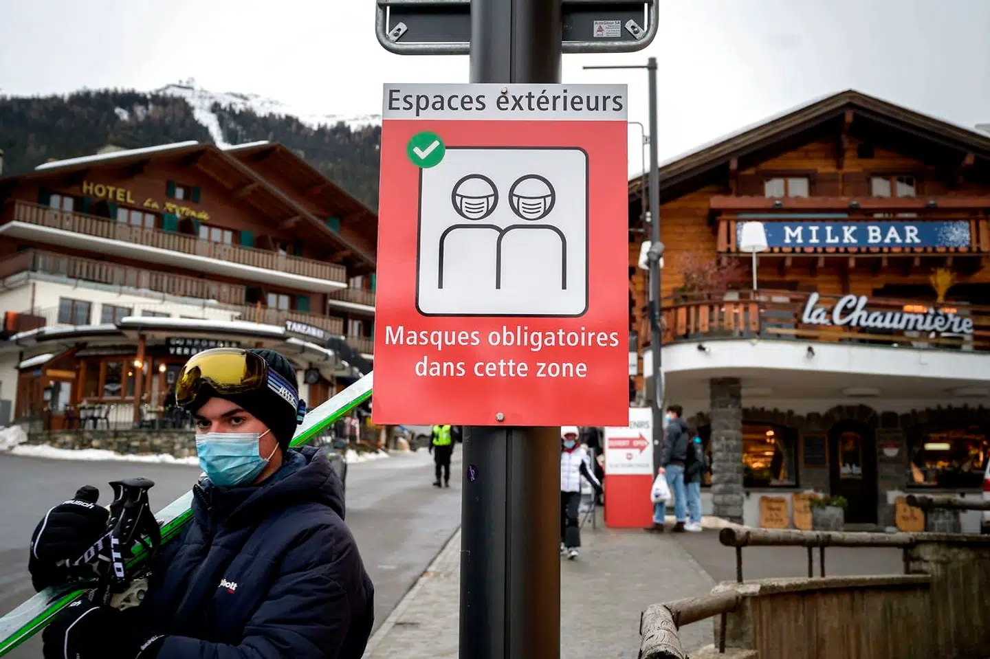 Der er krav om at bære maske i Verbier.