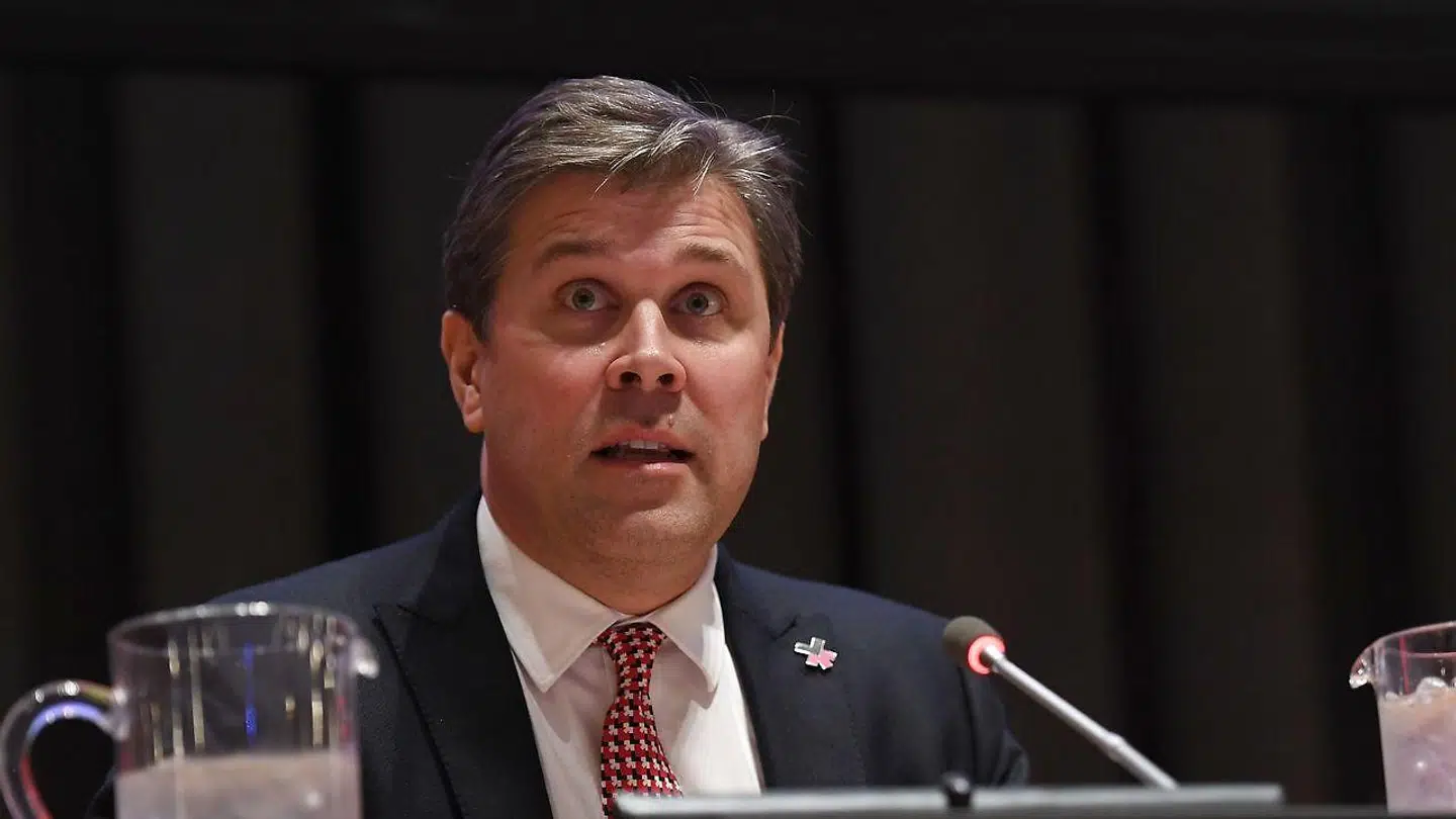 Islands tidligere statsminister, Bjarni Benediktsson, er nuværende finans- og økonomiminister. AFP PHOTO / ANGELA WEISS