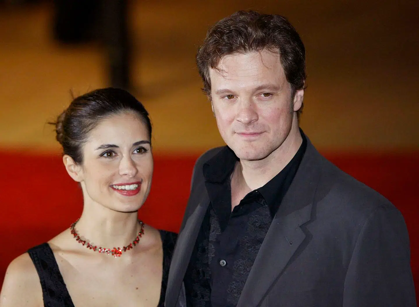Colin Firth og hans hustru Olivia ved premieren på 'Love Actually'.