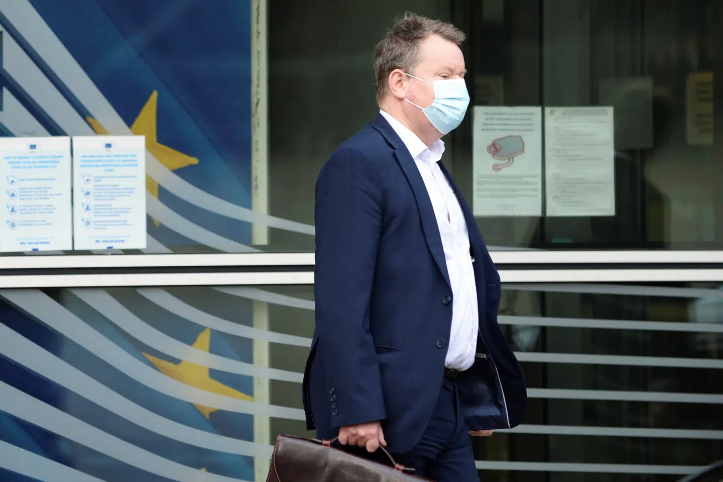 Den britiske brexitforhandler, David Frost, forlod tidligere søndag Berlaymont-bygningen i Bruxelles, hvor forhandlingerne finder sted. Johanna Geron/Reuters