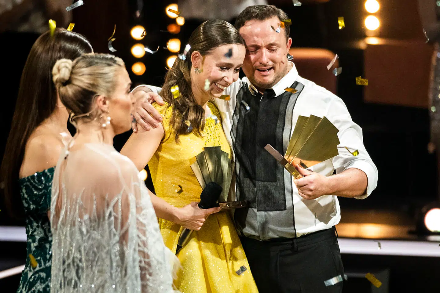 Merete Mærkedahl og Thomas Evers Poulsen vinder Vild med dans-finalen 2020 i København lørdag 19. december 2020. Finalen er program 12 i showets sæson nummer 17. (Foto: Martin Sylvest/Ritzau Scanpix/pool)