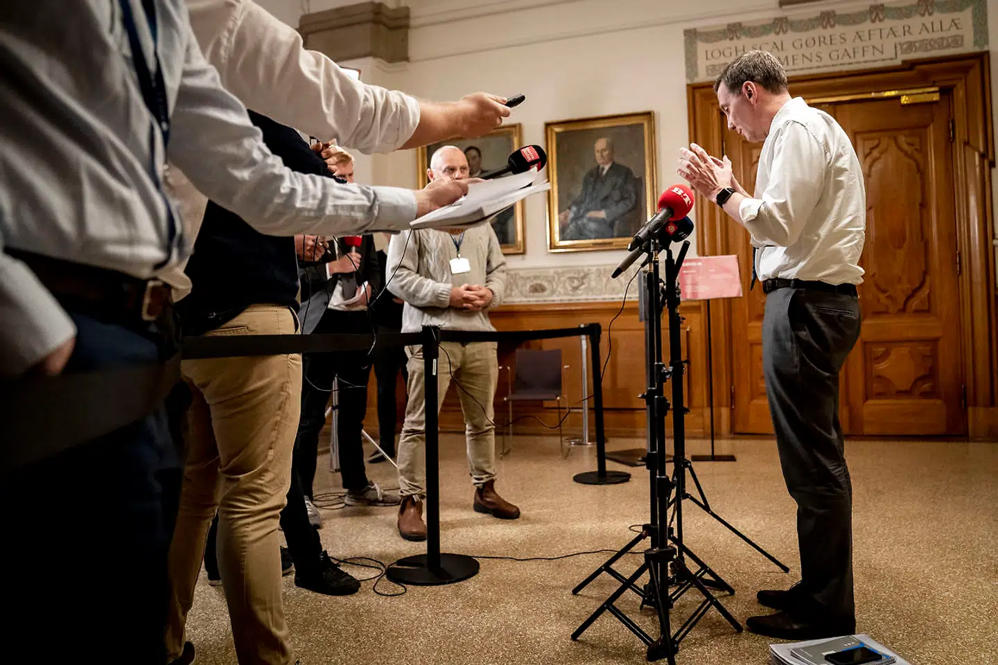 Justitsminister Nick Hækkerup efter åbent samråd i folketingets retsudvalg om politiets actioncard i minksagen i Landstingssalen på Christiansborg. Justitsministeriet har siden nægtet at udlevere et centralt referat fra NHST – den nationale operative stab – hvor det blev diskuteret, hvordan man skulle udføre regeringens ønske om aflivning af danske mink.