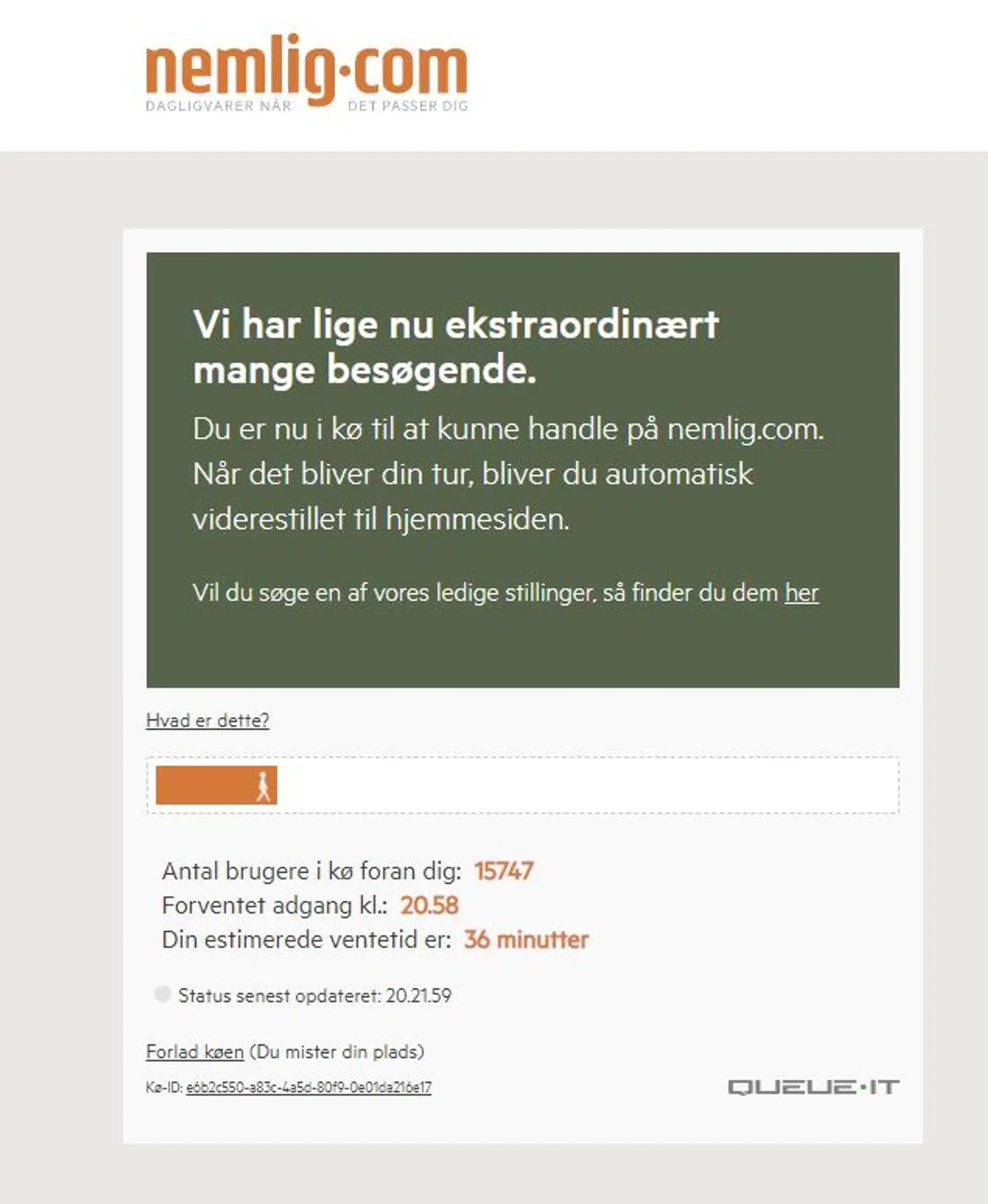 Laang kø på Nemlig.com.