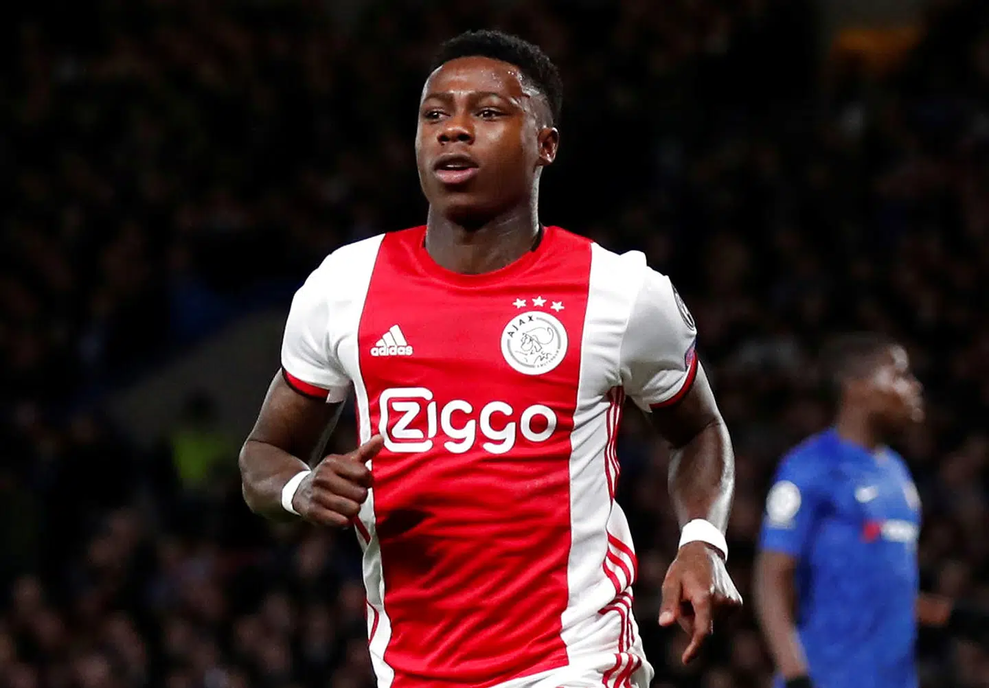 Soccer Football - Champions League - Group H - Chelsea v Ajax Amsterdam - Stamford Bridge, London, Britain - November 5, 2019 Ajax's Quincy Promes celebrates scoring their second goal REUTERS/David Klein