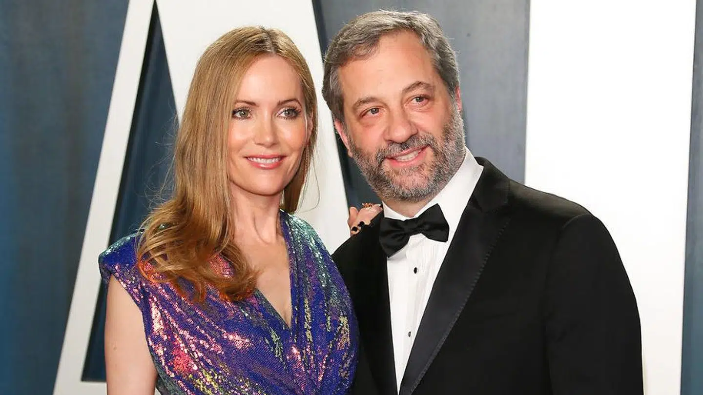 Judd Apatow med sin kone Leslie Mann.