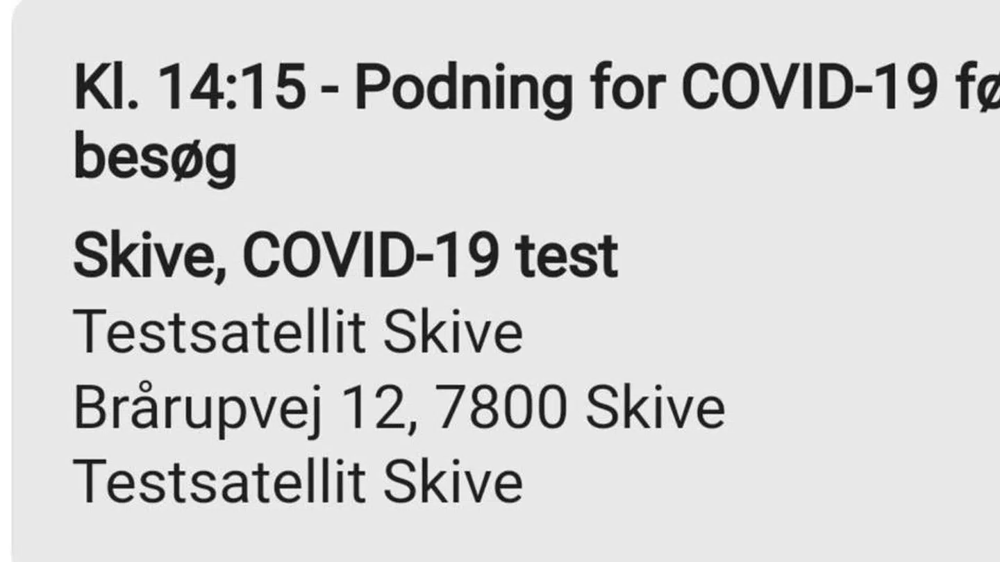 Beskeden som Anette Byriel Larsen modtog fra regionshospitalet i Viborg.