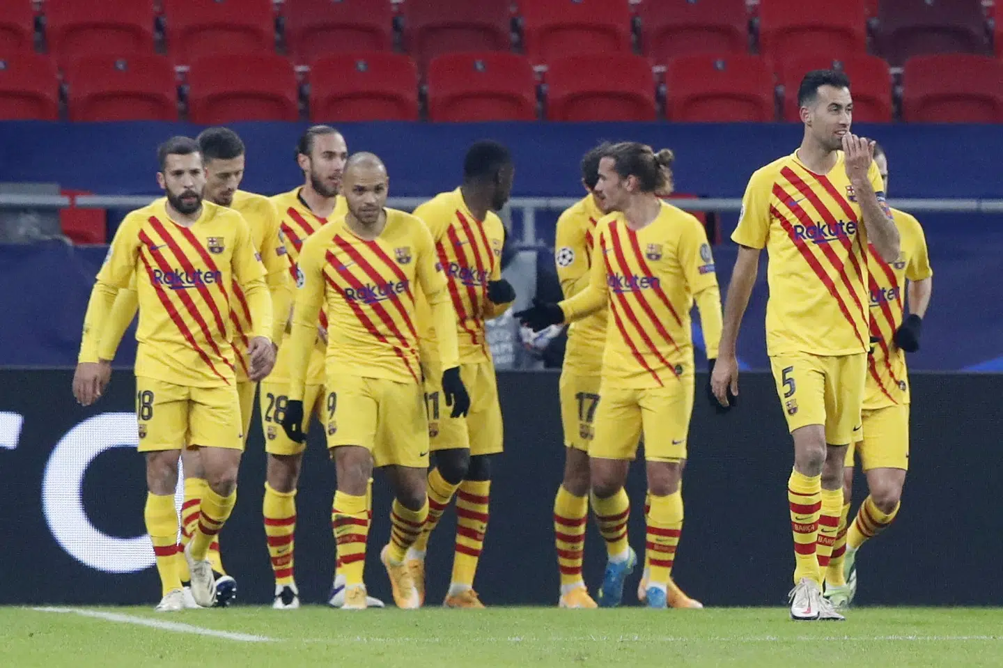 FC Barcelona vandt onsdag 3-0 over ungarske Ferencvaros i Champions League. Martin Braithwaite scorede et af Barcelonas mål. Bernadett Szabo/Reuters