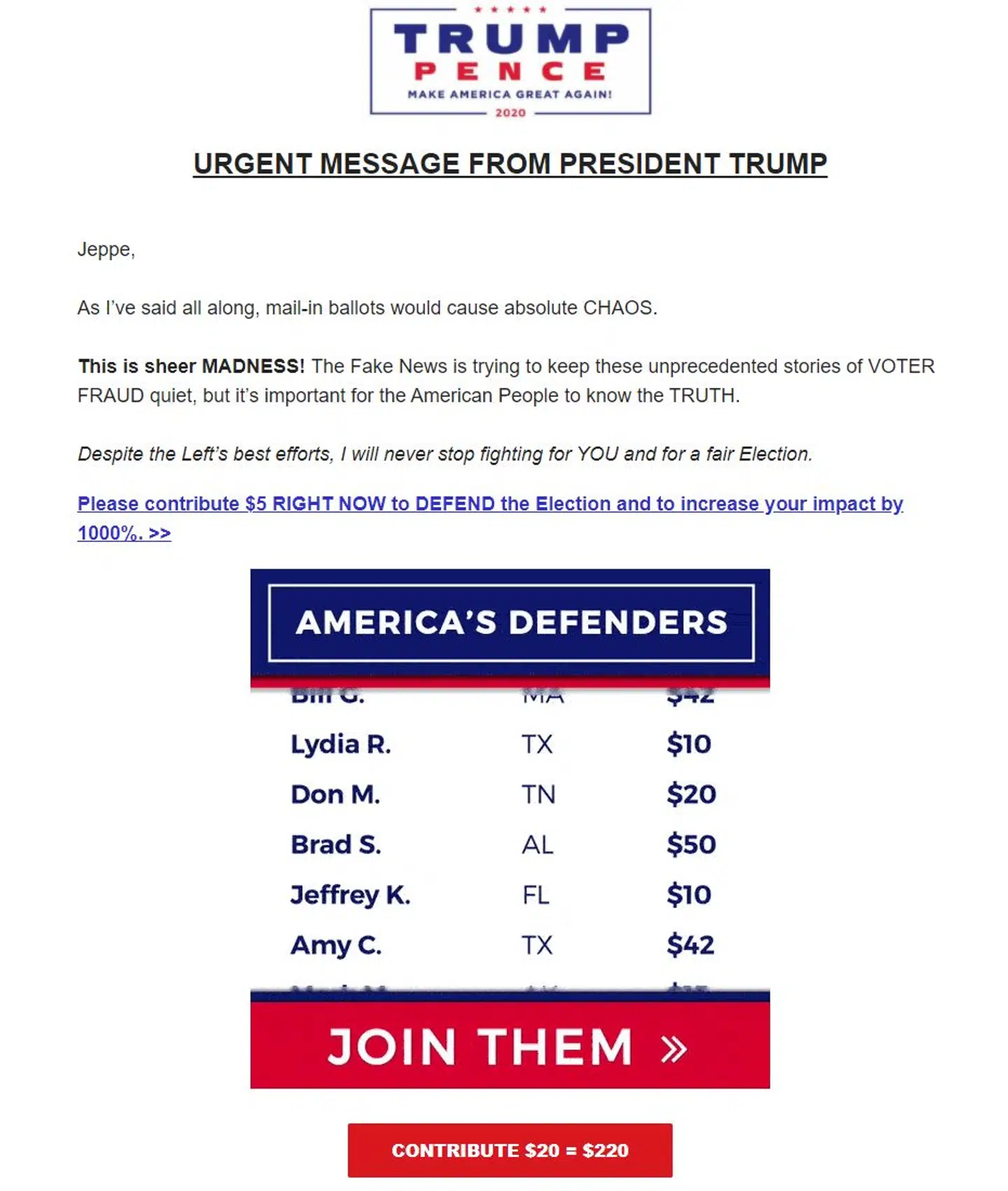 Sådan ser en Trump-mail ud.