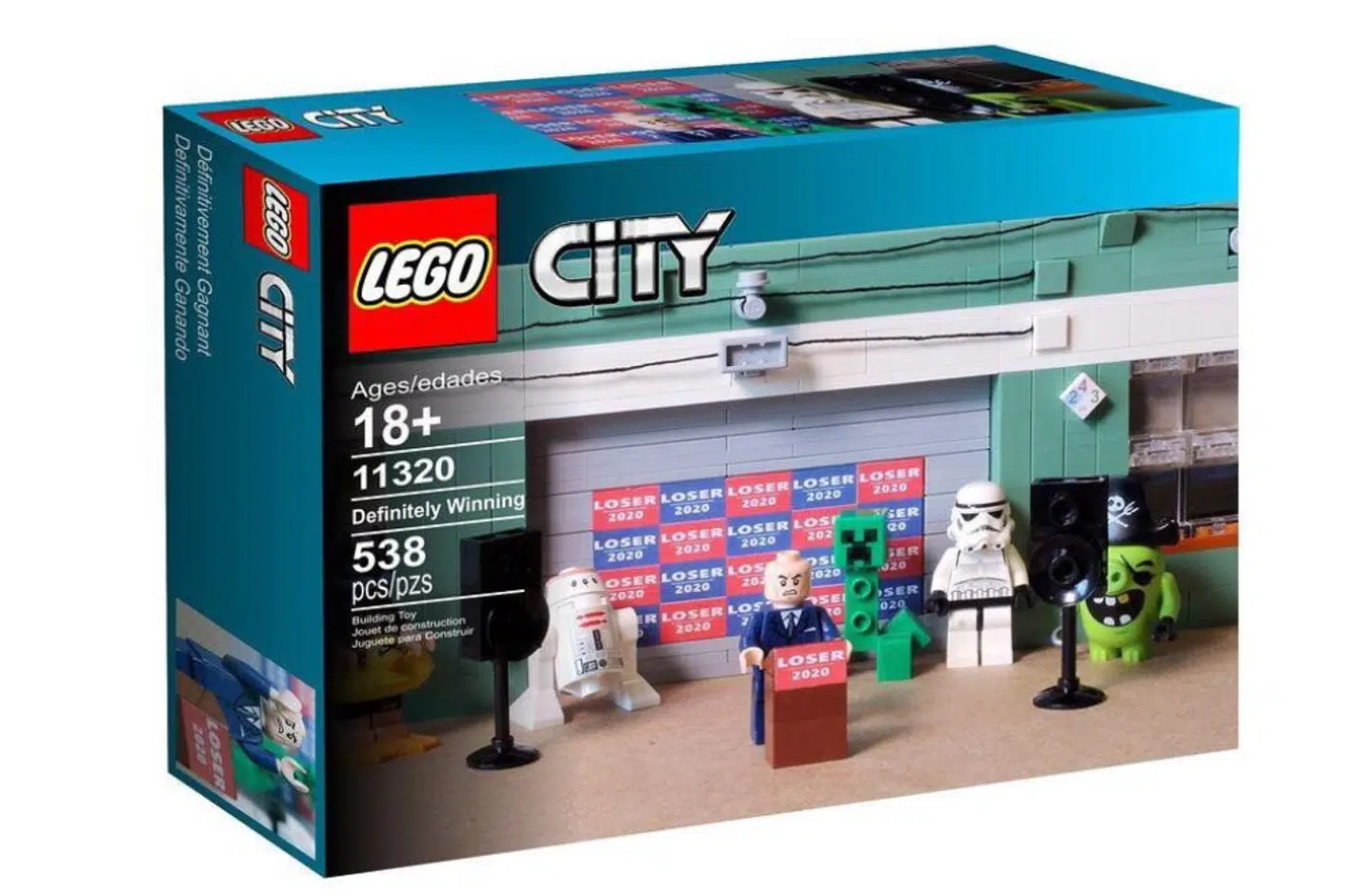 Sådan ser Lego-sættet ud med Four Seasons Total Landscaping og Rudy Giuliani.