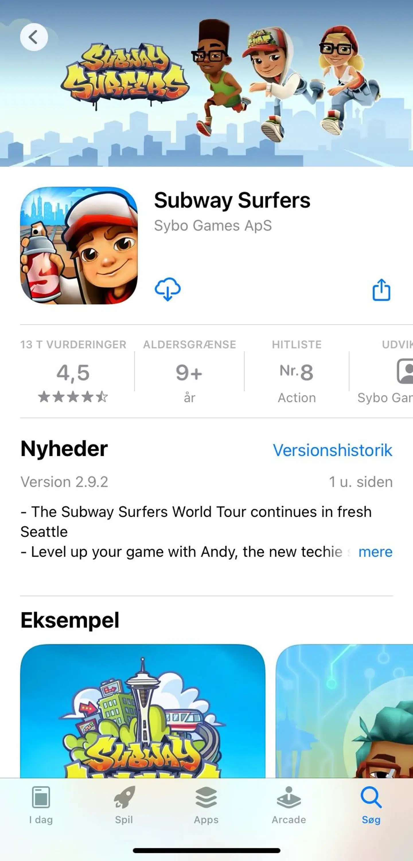 Sådan ser det ud, når man downloader Subway Surfers.