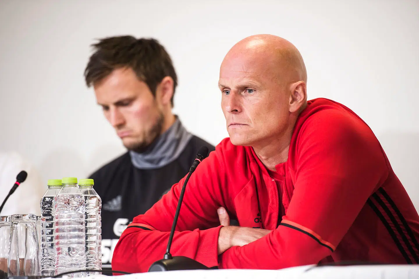William Kvist og Ståle Solbakken inden en Champions League-kvalkamp i 2017.