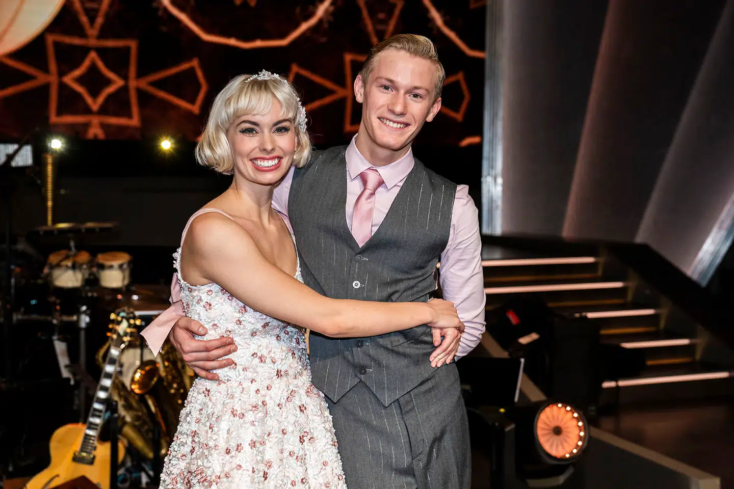 Skuespiller Albert Rosin Harson og Jenna Bagge. 'Vild med dans' program 7 på TV 2. Kendte dyster om at blive årets bedste dansere i 'Vild med dans' sæson 17 i København fredag 13. november 2020. (Foto: Martin Sylvest)