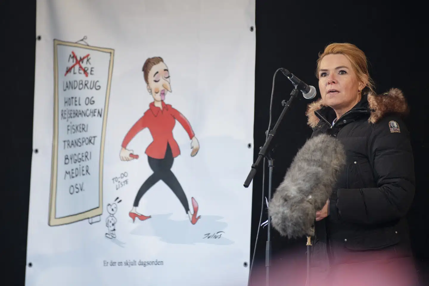 Næstformand Inger Støjberg (V) ses her ved demonstrationen mod regeringen lørdag i Aarhus, hvor hun kom med en udtalelse om statsminister Mette Frederiksen (S), der har vakt forargelse på Christiansborg. Bo Amstrup/Ritzau Scanpix