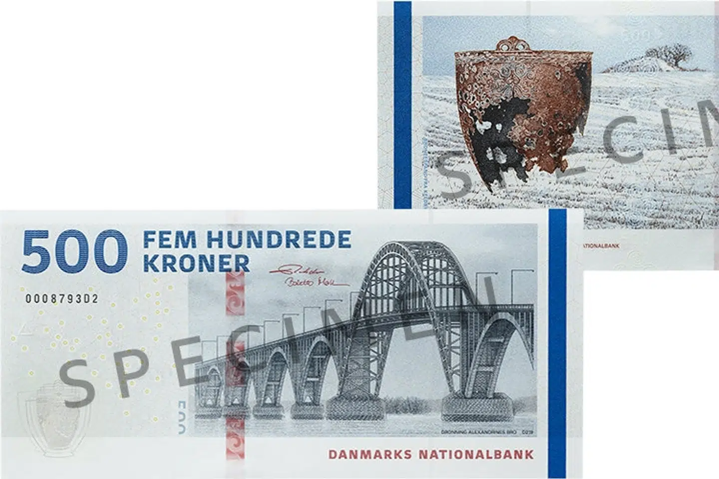 Den nye 500-kroneseddel er ikke meget forskellig fra den nuværende seddel, men har fået tilføjet flere nye sikkerhedselementer. Dermed er den nye seddel endnu svære at forfalske, oplyser Nationalbanken. Free