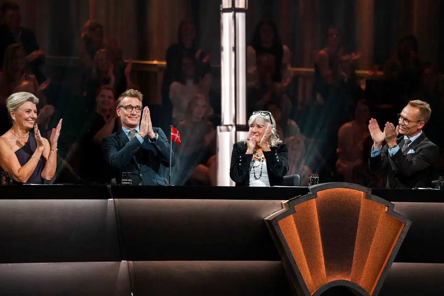 Britt Bendixen, Anne Laxholm, Nikolaj Hübbe og Jens Werner.. Vild med dans program 5 på TV2. Kendte dyster om at blive årets bedste dansere i Vild Med Dans sæson 17 i København, fredag den 30. oktober 2020. (Foto: Martin Sylvest)