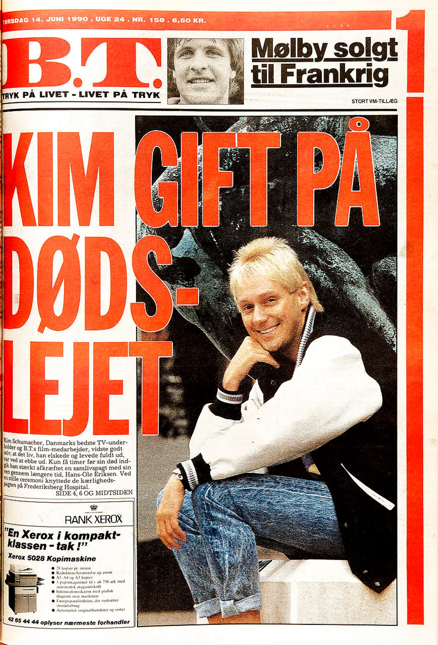 Sådan så B.T.s forside ud, da Kim Schumacher døde i 1990.