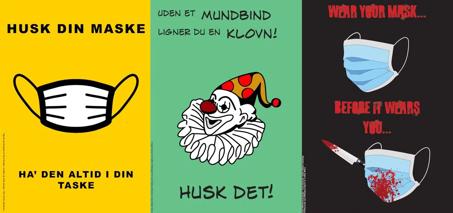 Sådan ser tre af plakaterne ud.