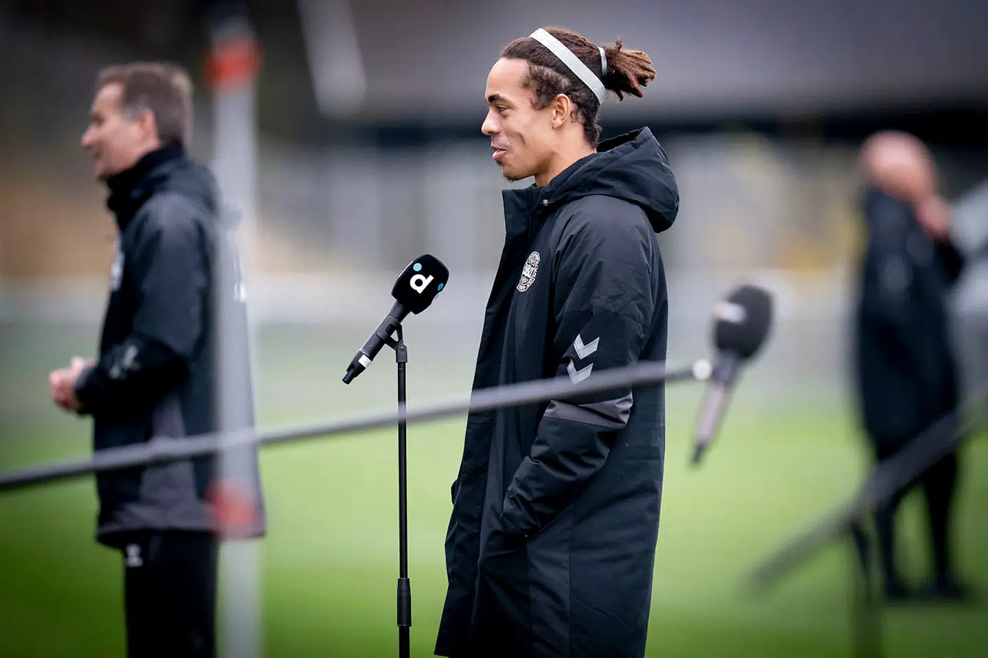 Yussuf Yurary Poulsen under fodboldlandsholdets mixed zone og træning før Nations League kampe på Helsingør Stadion mandag den 9 november 2020.