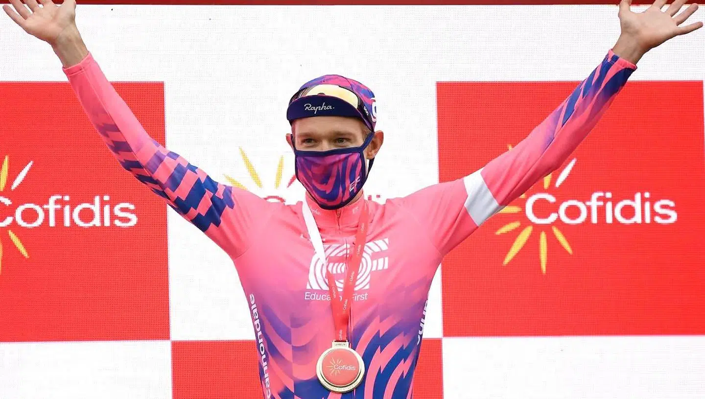 Magnus Cort på podiet efter dagens sejr.