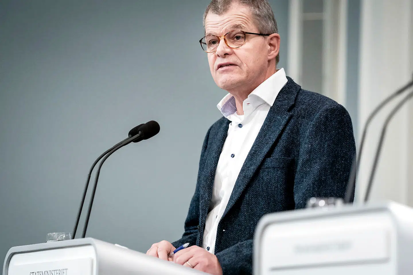 Faglig direktør i Statens Serum Institut Kåre Mølbak under pressemøde om corona i Spejlsalen i Statsministeriet på Christiansborg, fredag den 23. oktober 2020.