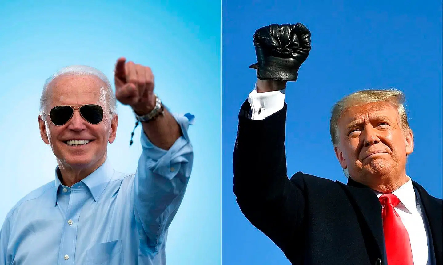 Det er endnu uklart, om Joe Biden (tv.) eller Donald Trump vinder præsidentvalget.