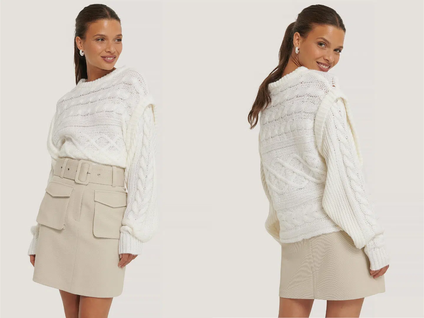 Hvid kabelstrikket vest fra NA-KD