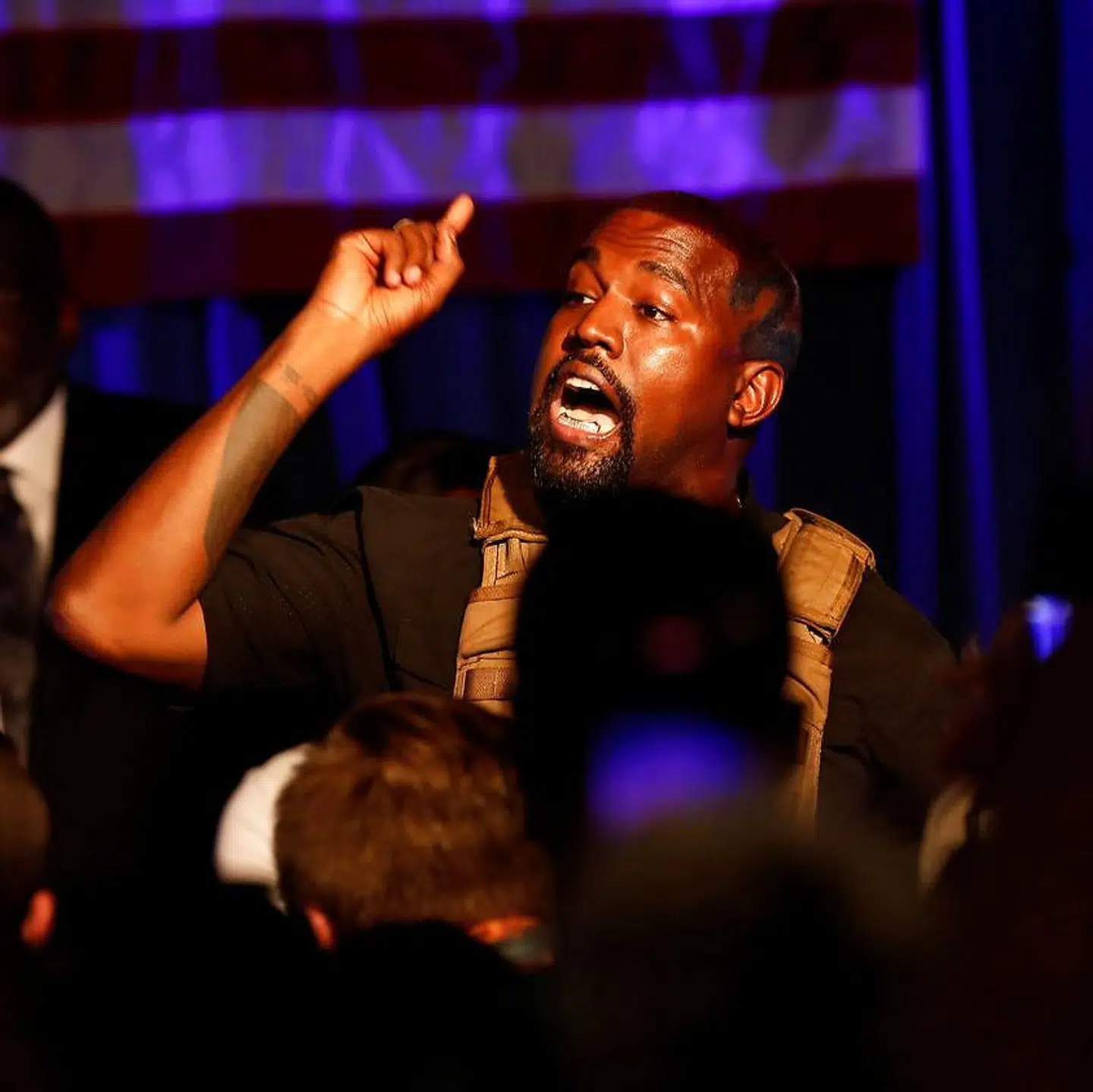 Kanye West under et af sine vælgermøder.