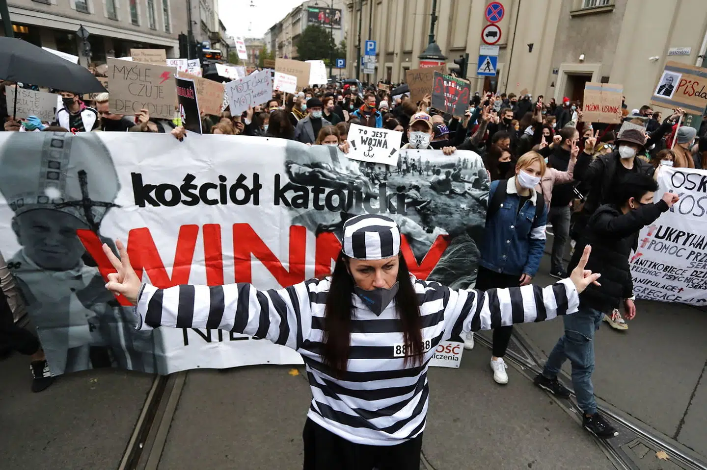 Demonstrationer i Polen søndag.