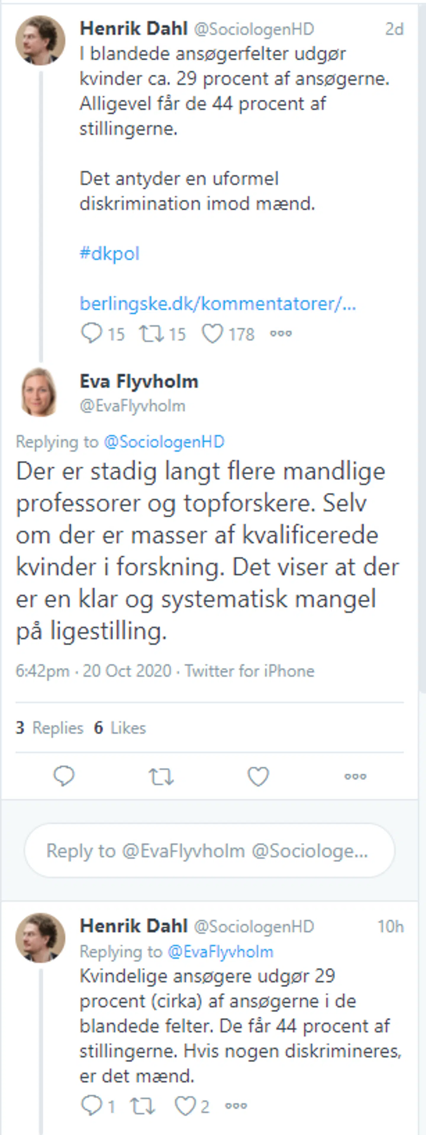 Eva Flyvholm diskuterer ligestilling i forskningsverdenen med Henrik Dahl