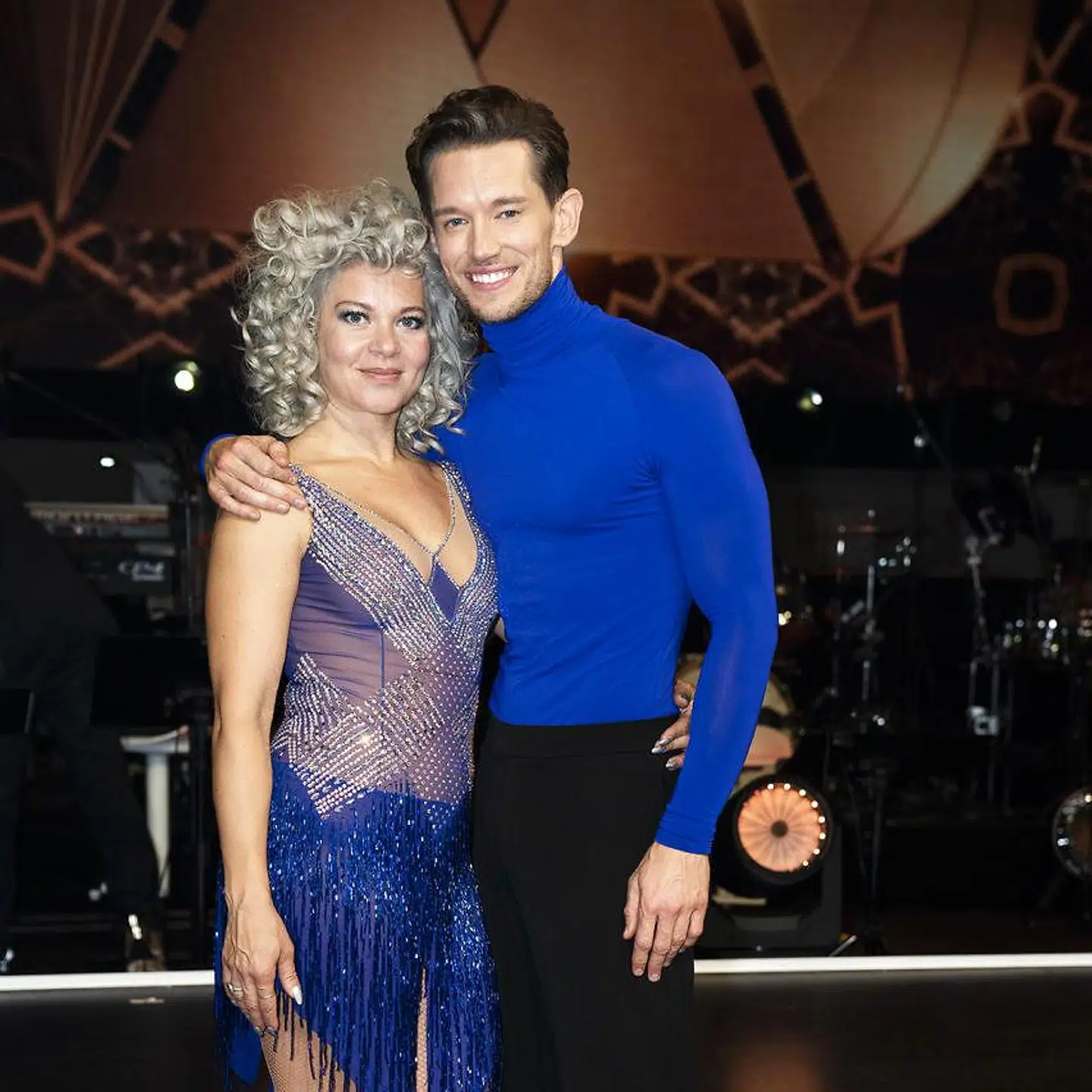Tv- og radiovært Sara Bro og danser Morten Kjeldgaard til 'Vild med dans'.
