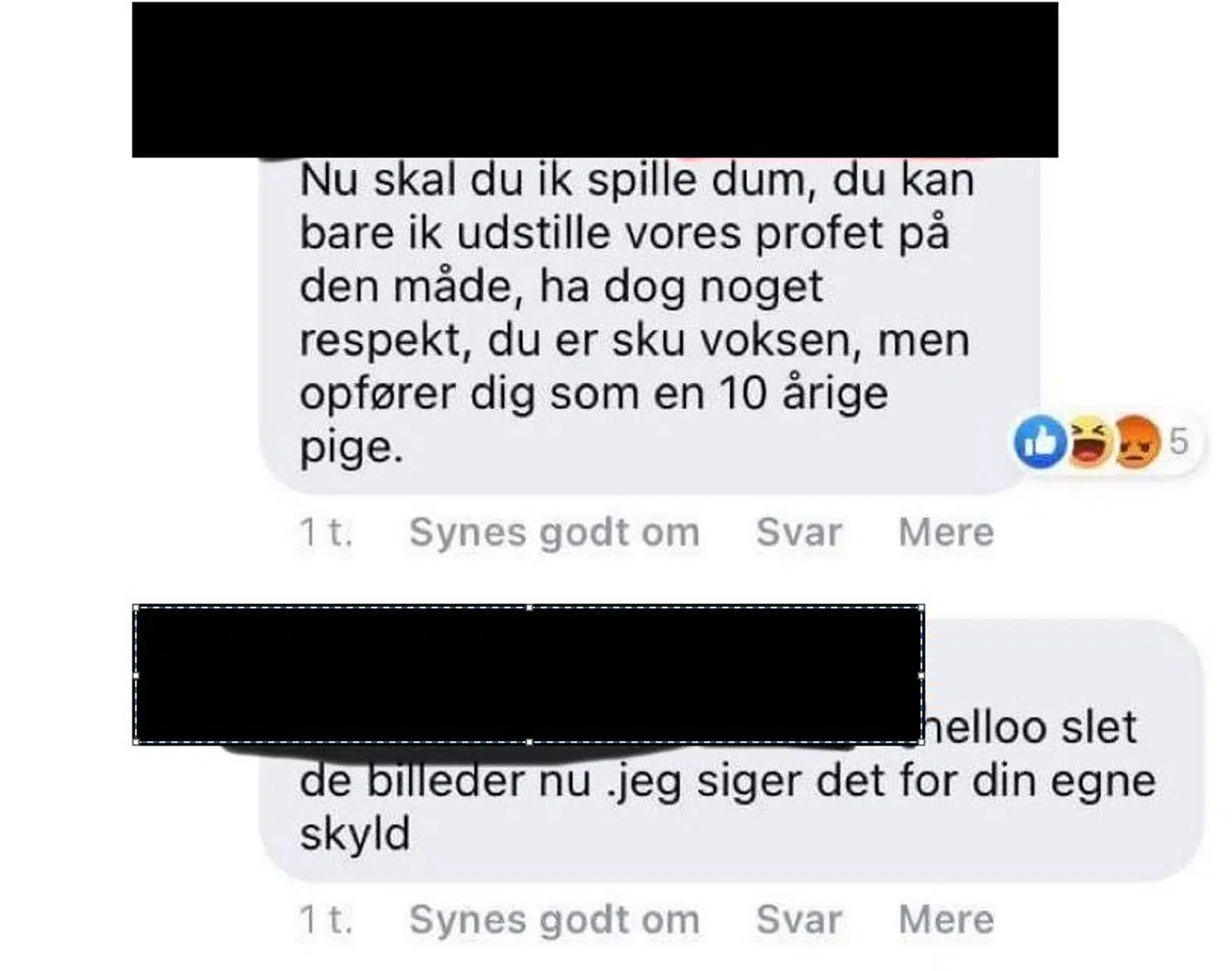 Et lille udpluk af de kommentarer, som kvinden modtog under sit opslag på Facebook.