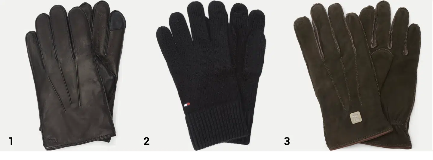 Her ses tre klassiske handsker, der holder dine hænder varme i den danske vinter.