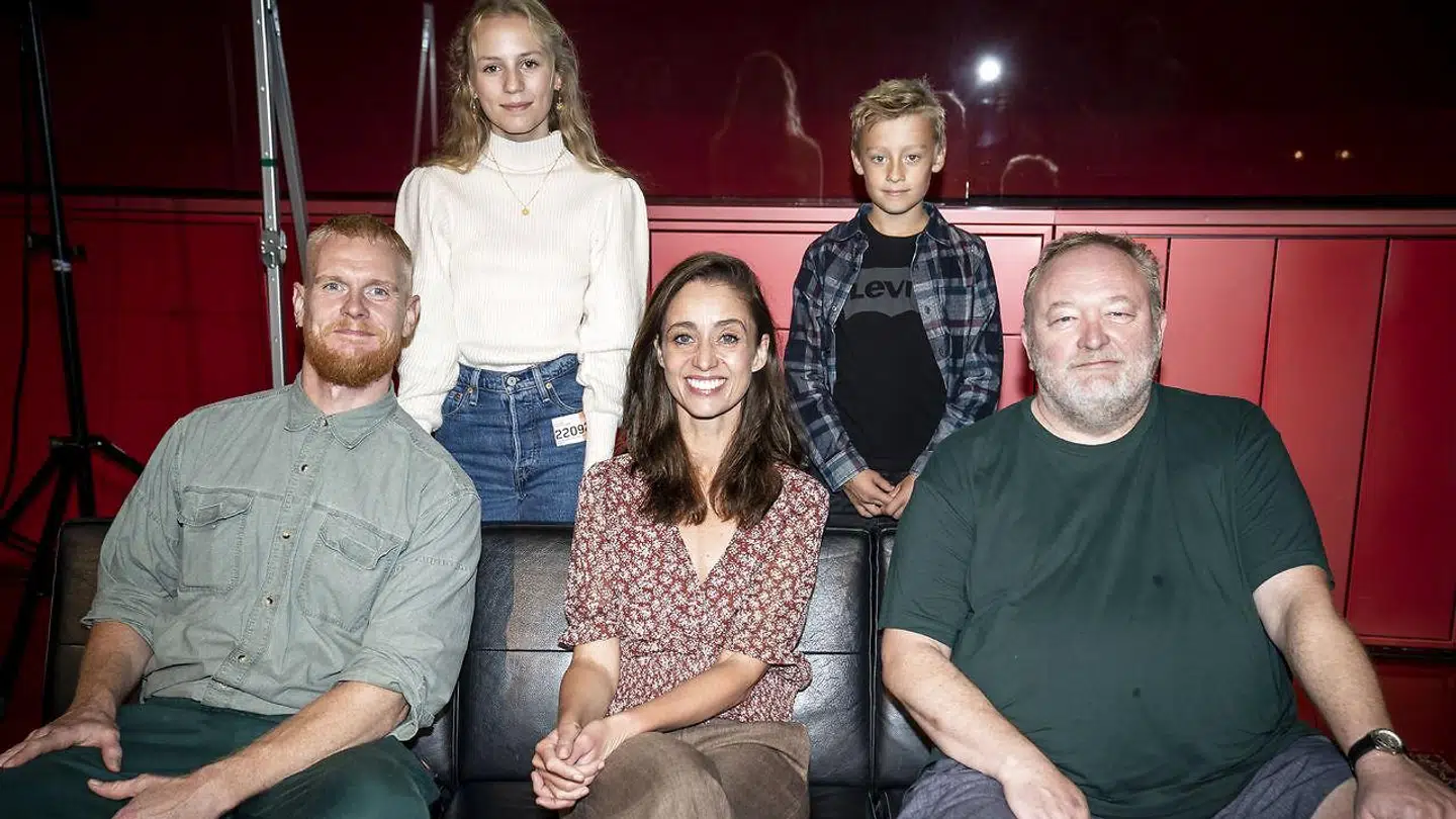 Peter Plaugborg, Noah Storm Otto, Flora Ofelia Hofmann Lindahl, Bjarne Henriksen og Christine Albeck Børge under pressemøde på DR Dramas serie i efteråret: 'Ulven kommer', i DR Koncerthuset i København, tirsdag den 22. september 2020.