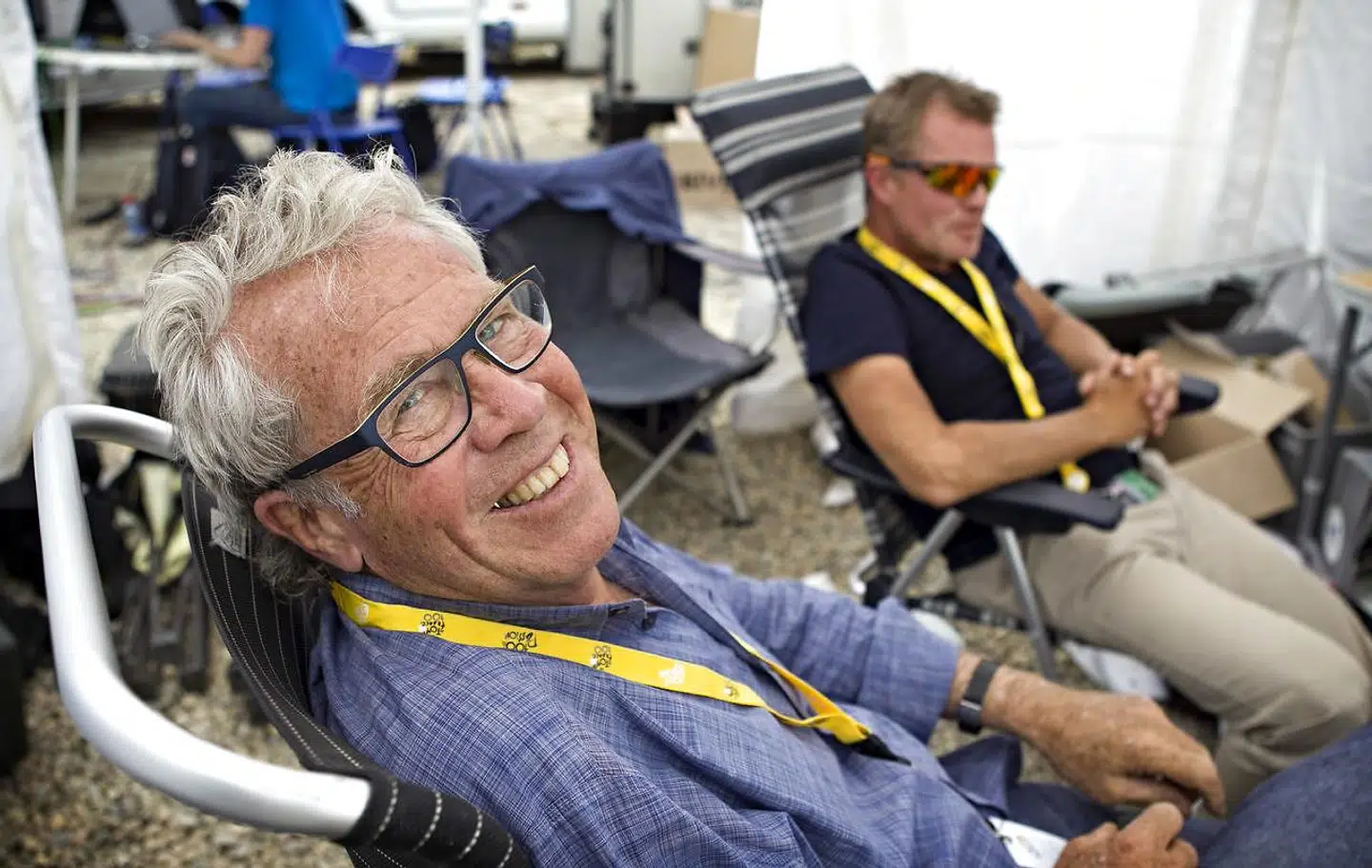 Jørgen Leth og Rolf Sørensen under Tour de France i 2013.