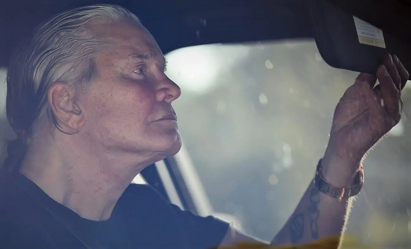 Ozzy med sin naturlige grå hårfarve