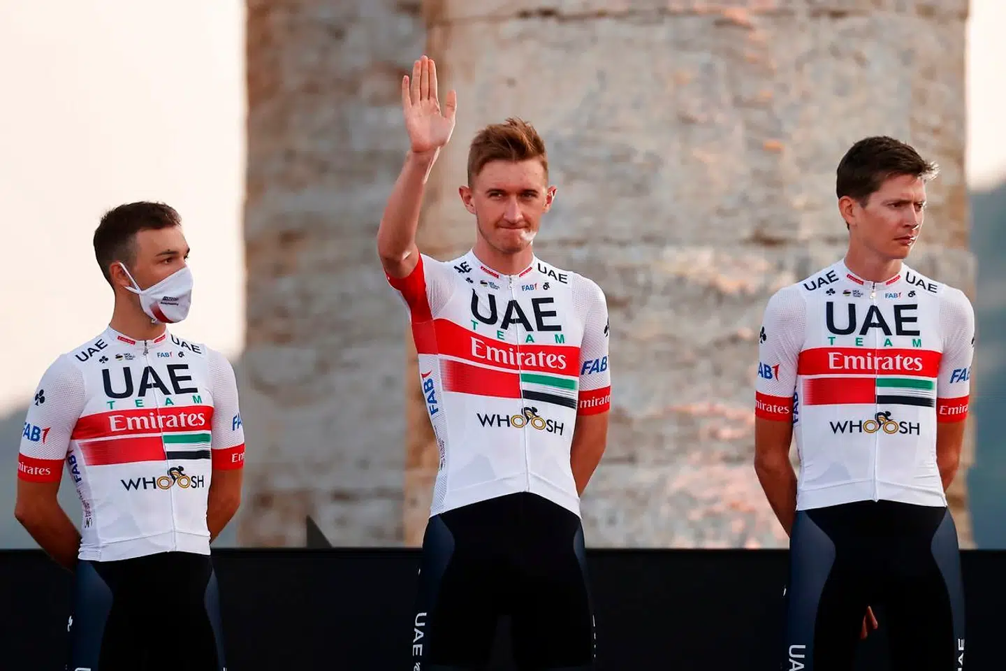 Mikkel Bjerg ved holdpræsentationen for UAE forud for Giro d'Italia.