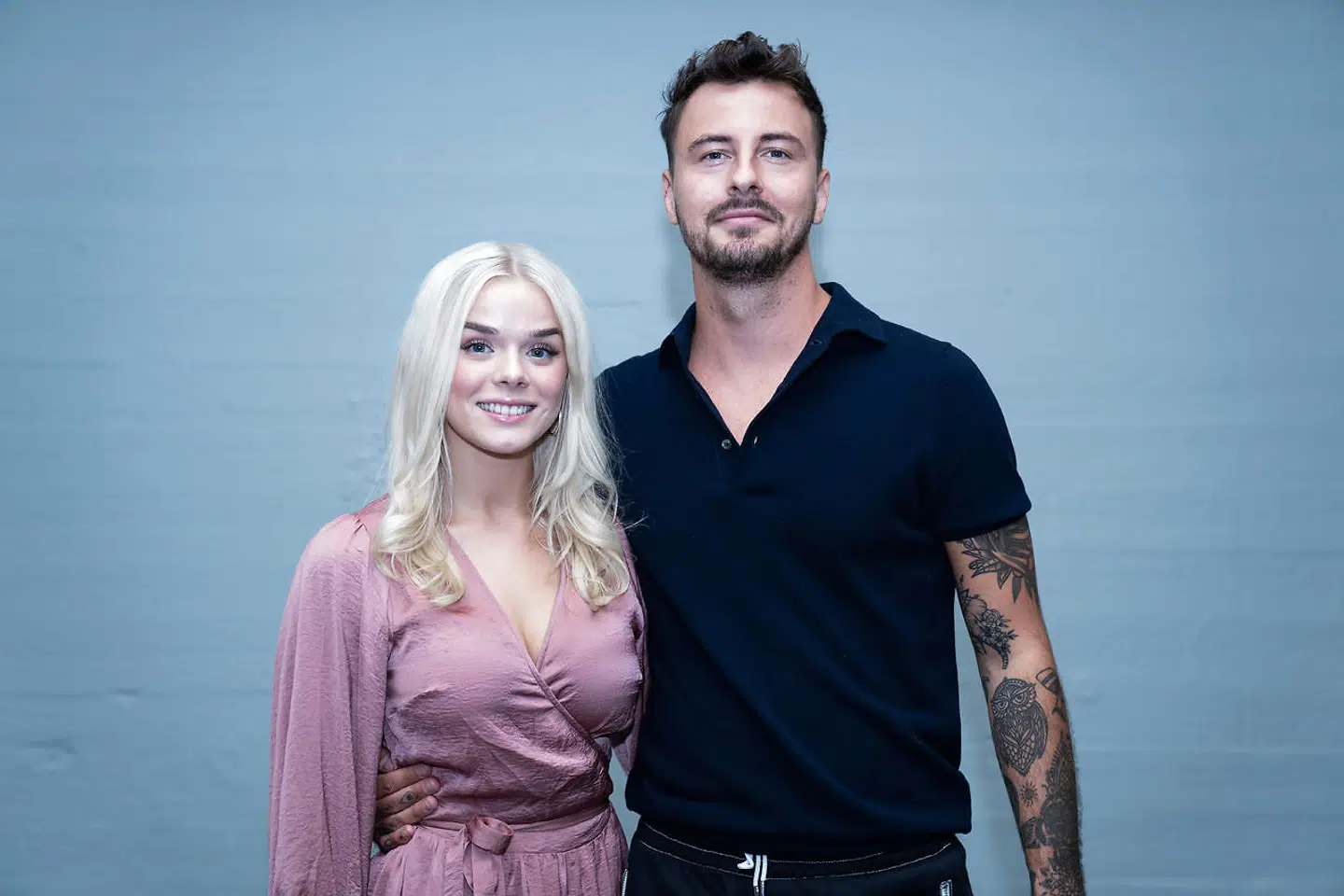 Dj Morten Brangstrup (Faustix) og Asta Björk til 'Vild med dans' pressemøde i København, tirsdag den 8. september 2020. (Foto: Emil Helms/Ritzau Scanpix)