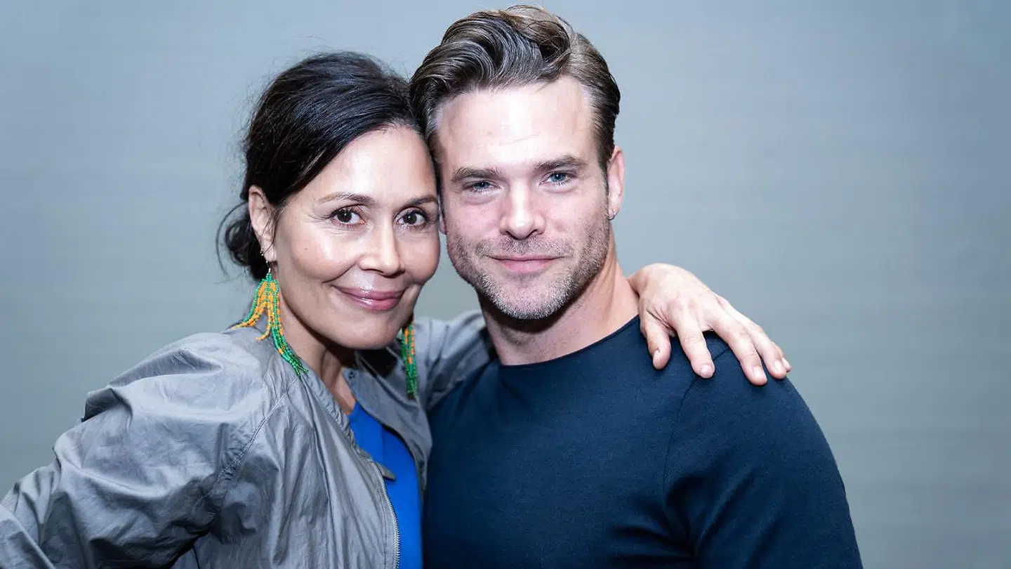 Skuespillerinde Nukâka Coster-Waldau og Silas Holst til 'Vild med dans' pressemøde i København, tirsdag den 8. september 2020. (Foto: Emil Helms/Ritzau Scanpix)